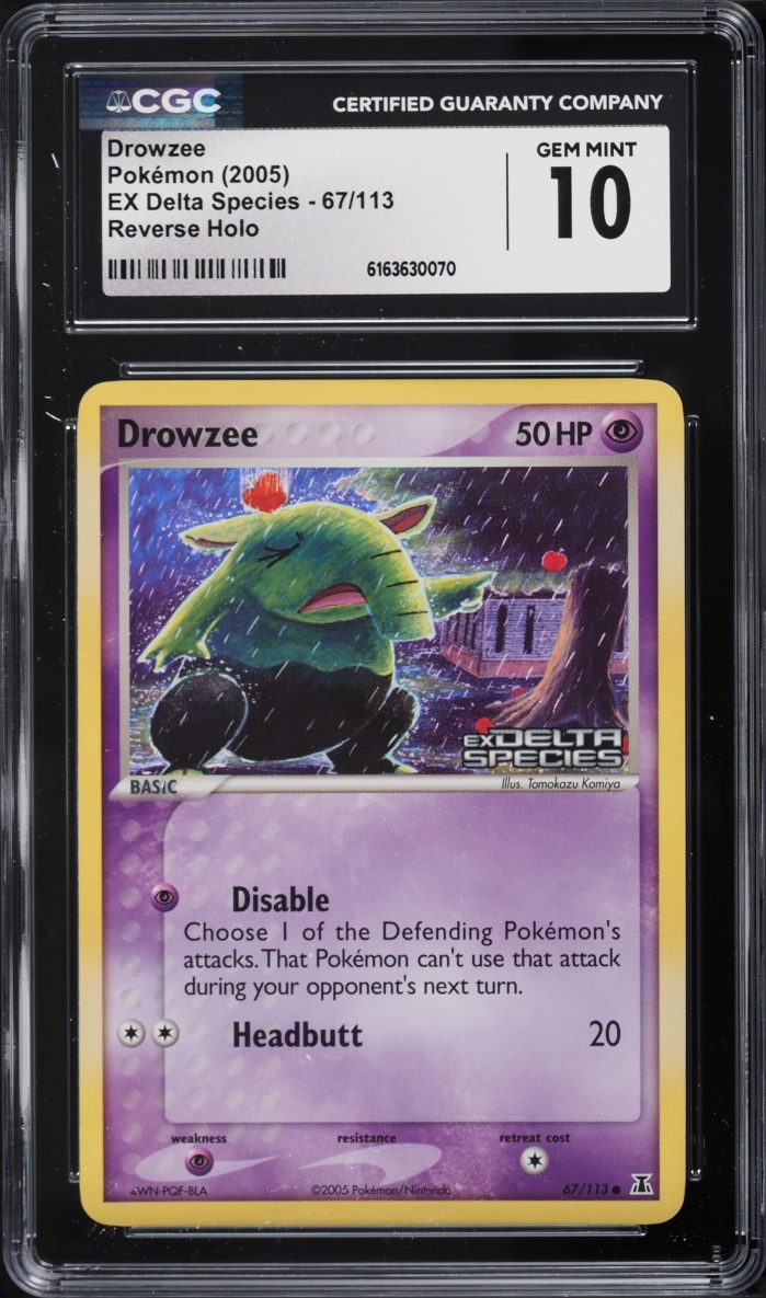 2005 Pokemon EX Delta Species Reverse Holo Drowzee #67 CGC 10 GEM MINT