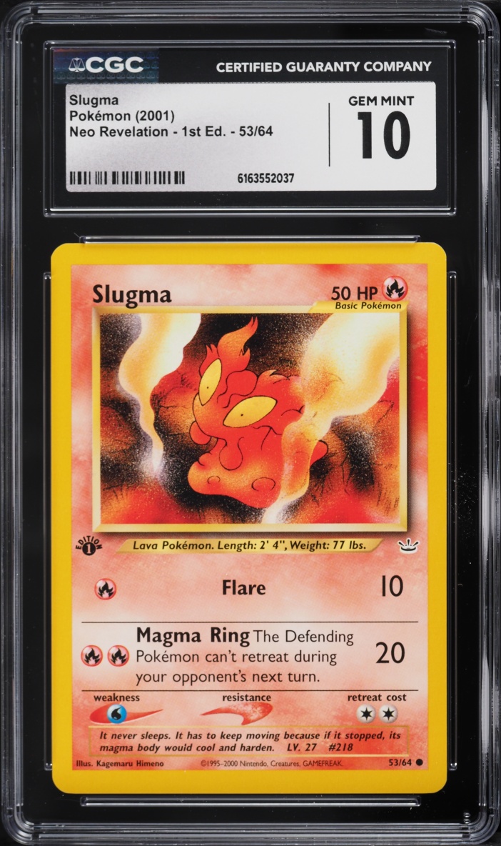 2001 Pokemon Neo Revelation 1st Edition Slugma #53 CGC 10 GEM MINT