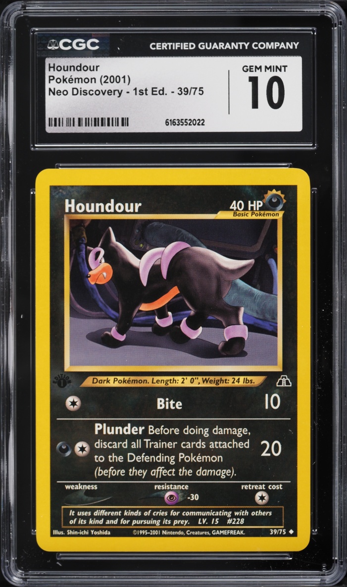 2001 Pokemon Neo Discovery 1st Edition Houndour #39 CGC 10 GEM MINT