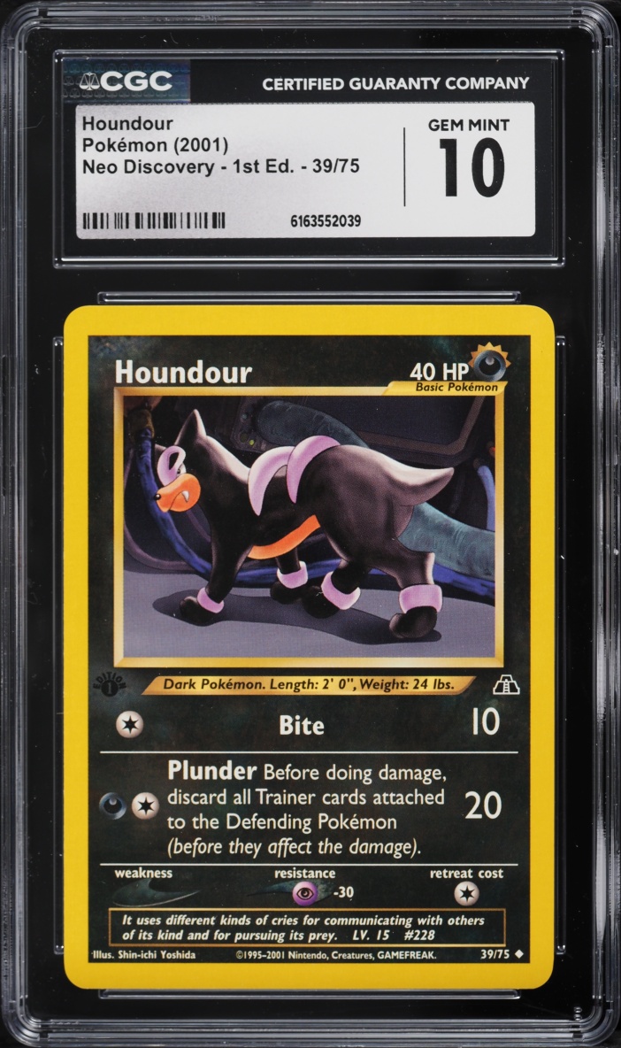 2001 Pokemon Neo Discovery 1st Edition Houndour #39 CGC 10 GEM MINT