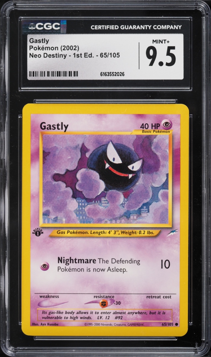 2002 Pokemon Neo Destiny 1st Edition Gastly #65 CGC 9.5 MINT+