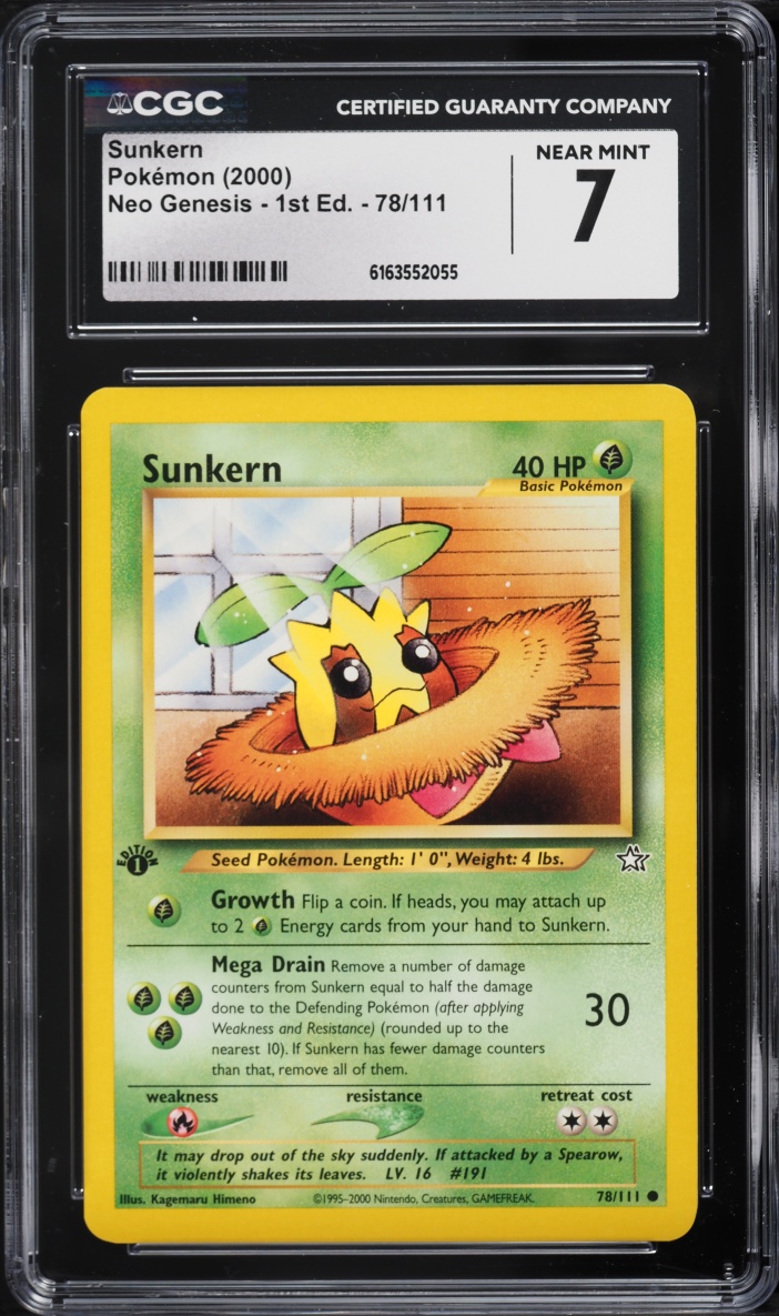 2000 Pokemon Neo Genesis 1st Edition Sunkern #78 CGC 7 NRMT