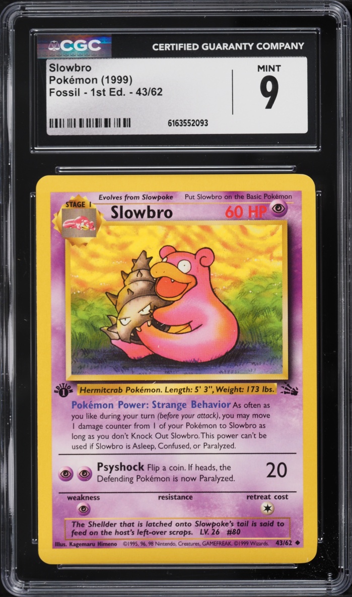 1999 Pokemon Fossil 1st Edition Slowbro #43 CGC 9 MINT