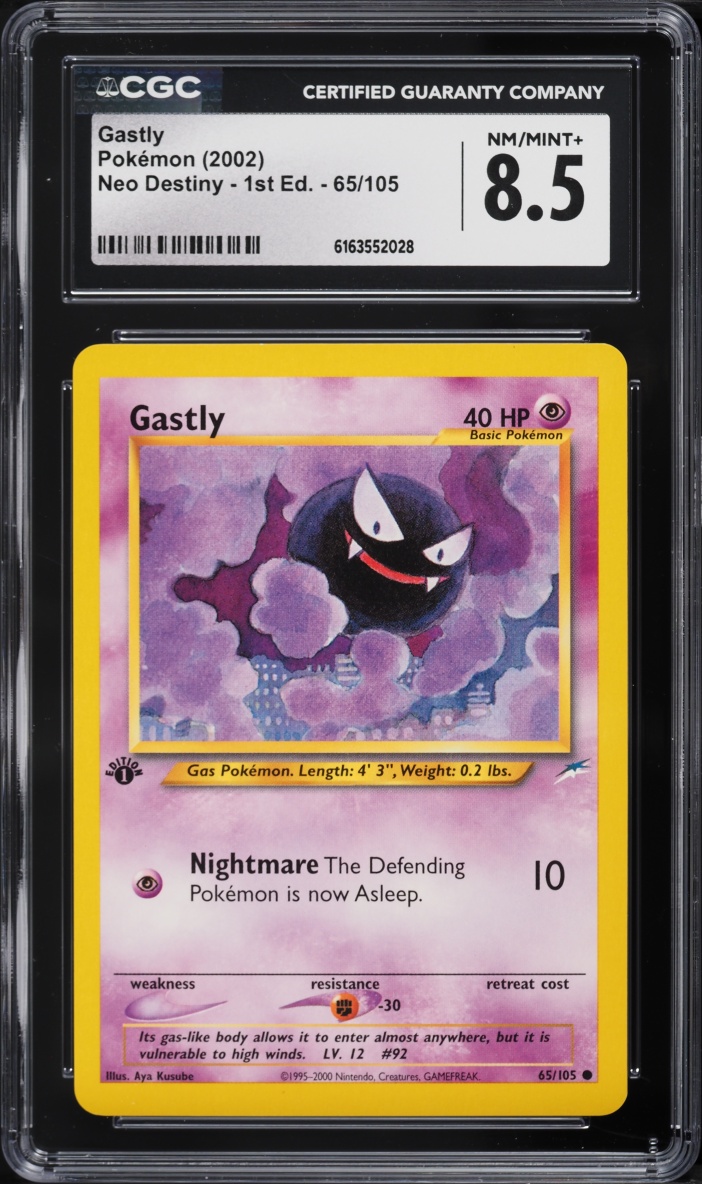 2002 Pokemon Neo Destiny 1st Edition Gastly #65 CGC 8.5 NM-MT+