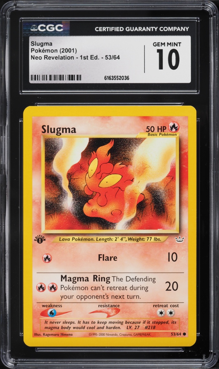 2001 Pokemon Neo Revelation 1st Edition Slugma #53 CGC 10 GEM MINT