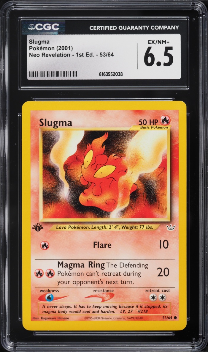 2001 Pokemon Neo Revelation 1st Edition Slugma #53 CGC 6.5 EXMT+