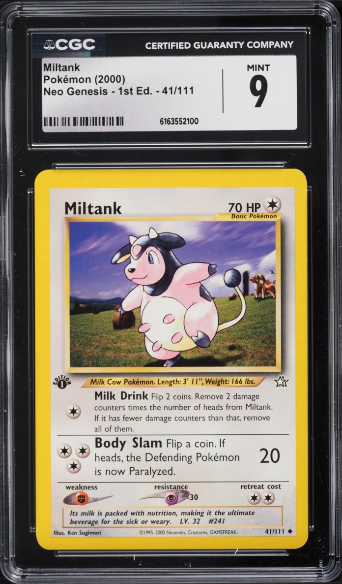 2000 Pokemon Neo Genesis 1st Edition Miltank #41 CGC 9 MINT