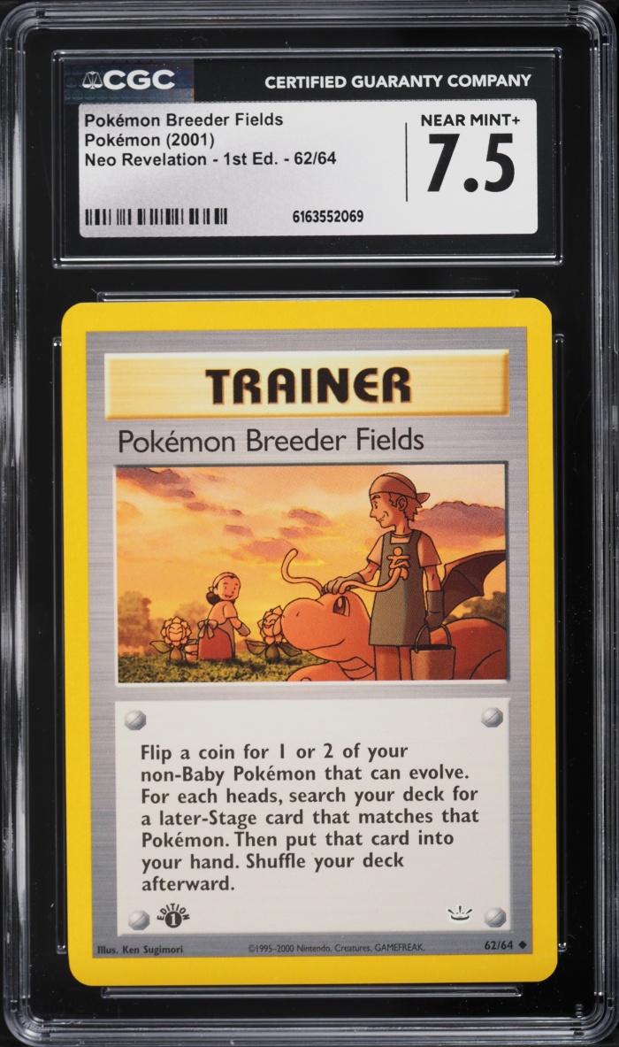 2001 Pokemon Neo Revelation 1st Edition Pokemon Breeder Fields #62 CGC 7.5 NRMT+