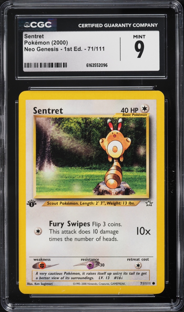 2000 Pokemon Neo Genesis 1st Edition Sentret #71 CGC 9 MINT