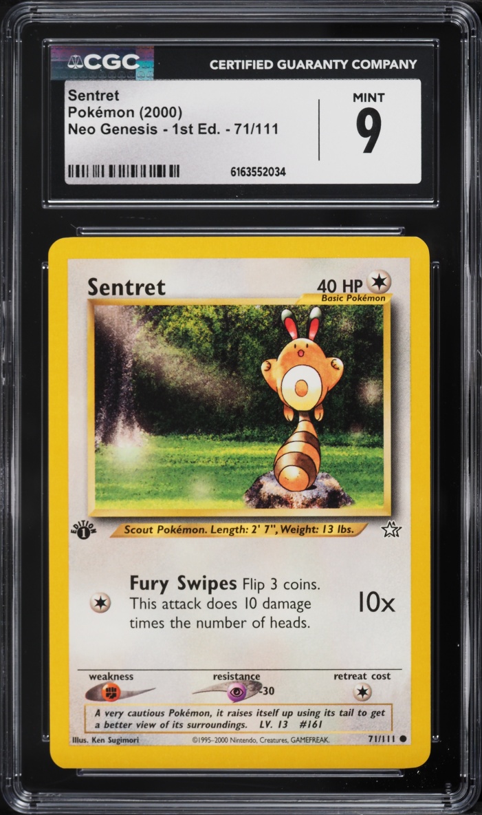 2000 Pokemon Neo Genesis 1st Edition Sentret #71 CGC 9 MINT