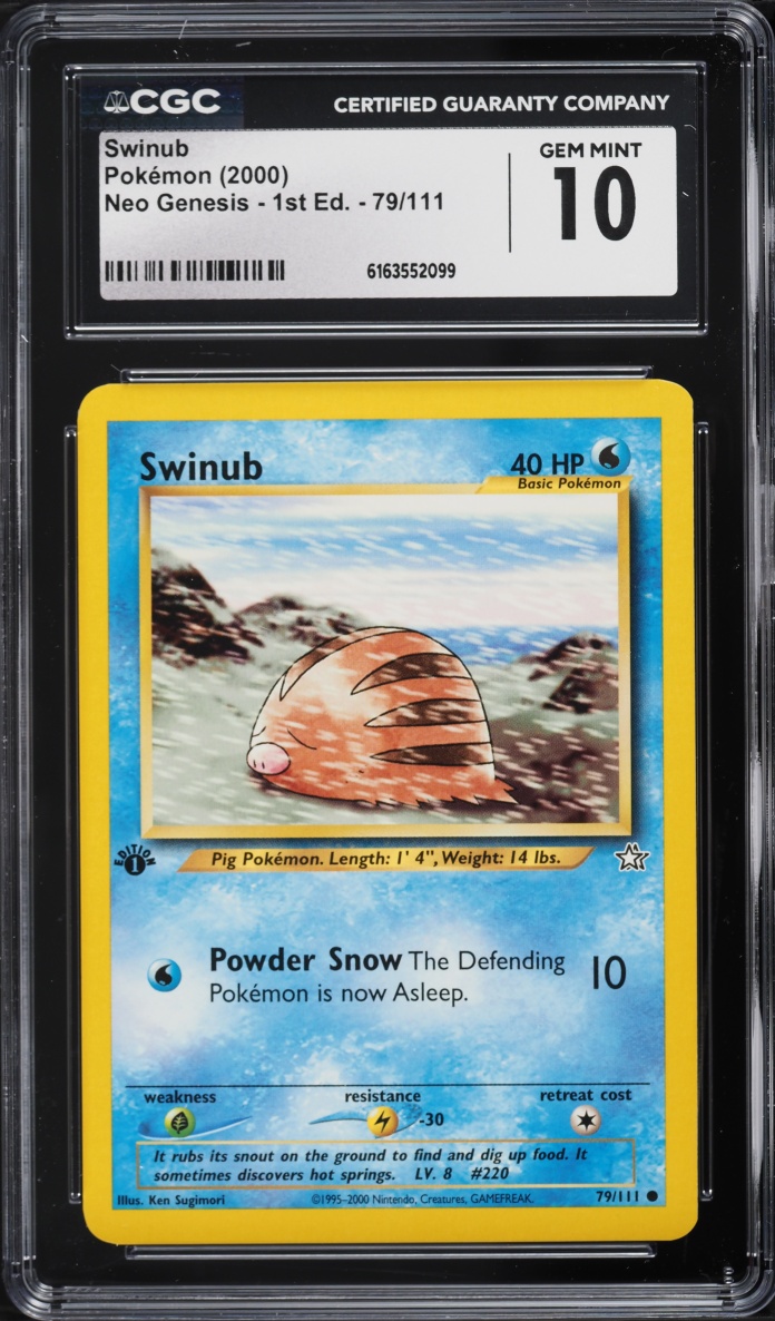 2000 Pokemon Neo Genesis 1st Edition Swinub #79 CGC 10 GEM MINT