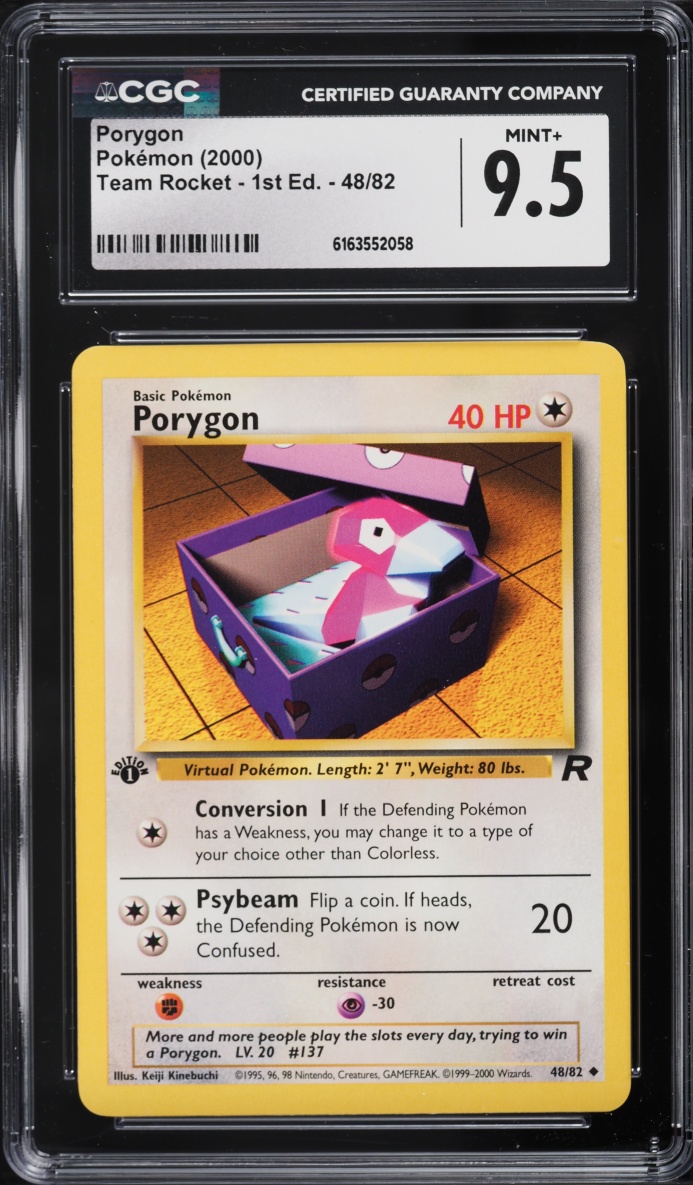 2000 Pokemon Team Rocket 1st Edition Porygon #48 CGC 9.5 MINT+