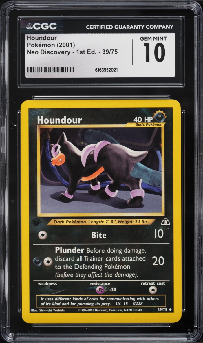2001 Pokemon Neo Discovery 1st Edition Houndour #39 CGC 10 GEM MINT