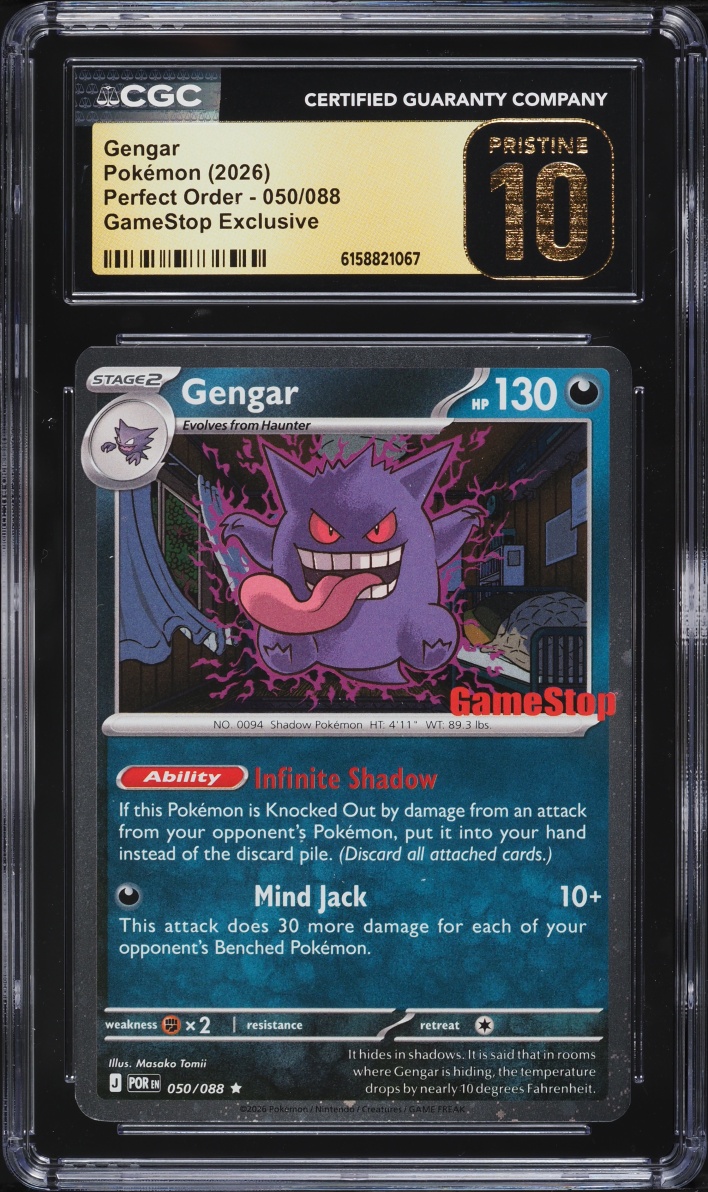 2026 Pokemon Mega Evolution Perfect Order GameStop Exclusive Gengar #50 CGC 10 PRISTINE