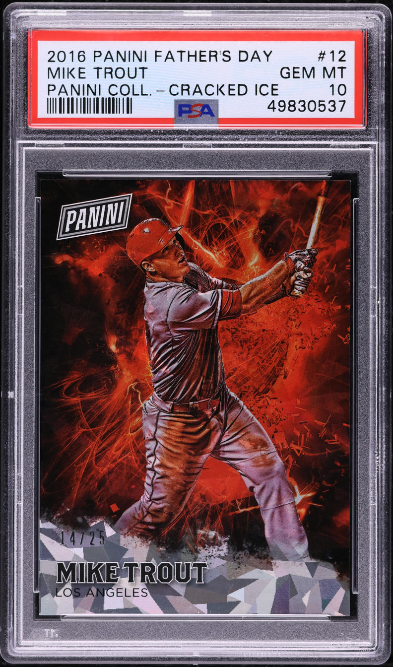2016 Panini Father's Day Collection Cracked Ice Mike Trout /25 #12 PSA 10 GEM MINT