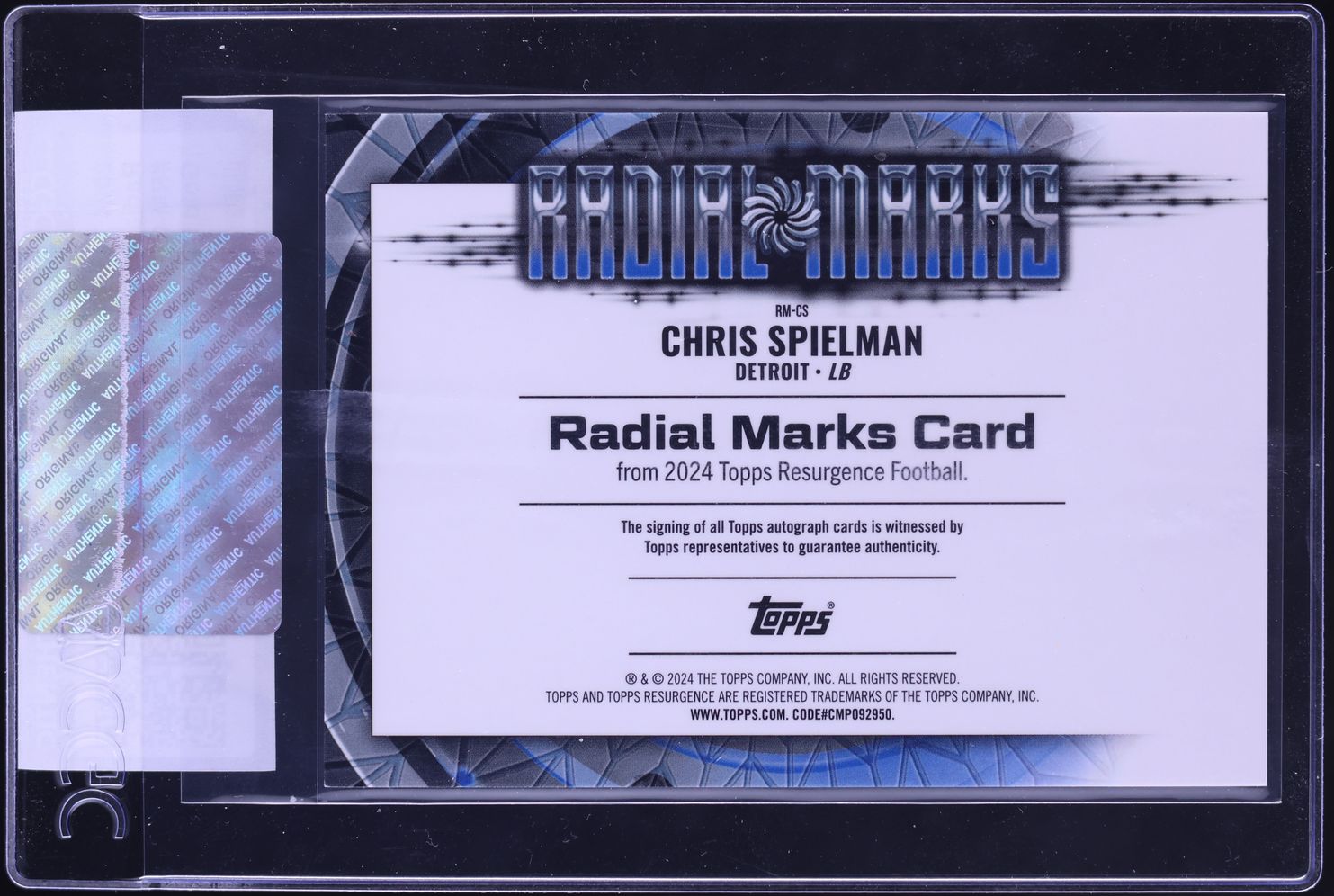 2024 Topps Resurgence Gold Power Surge Refractor Chris Spielman AUTO /50 #RM-CS CGC AUTH