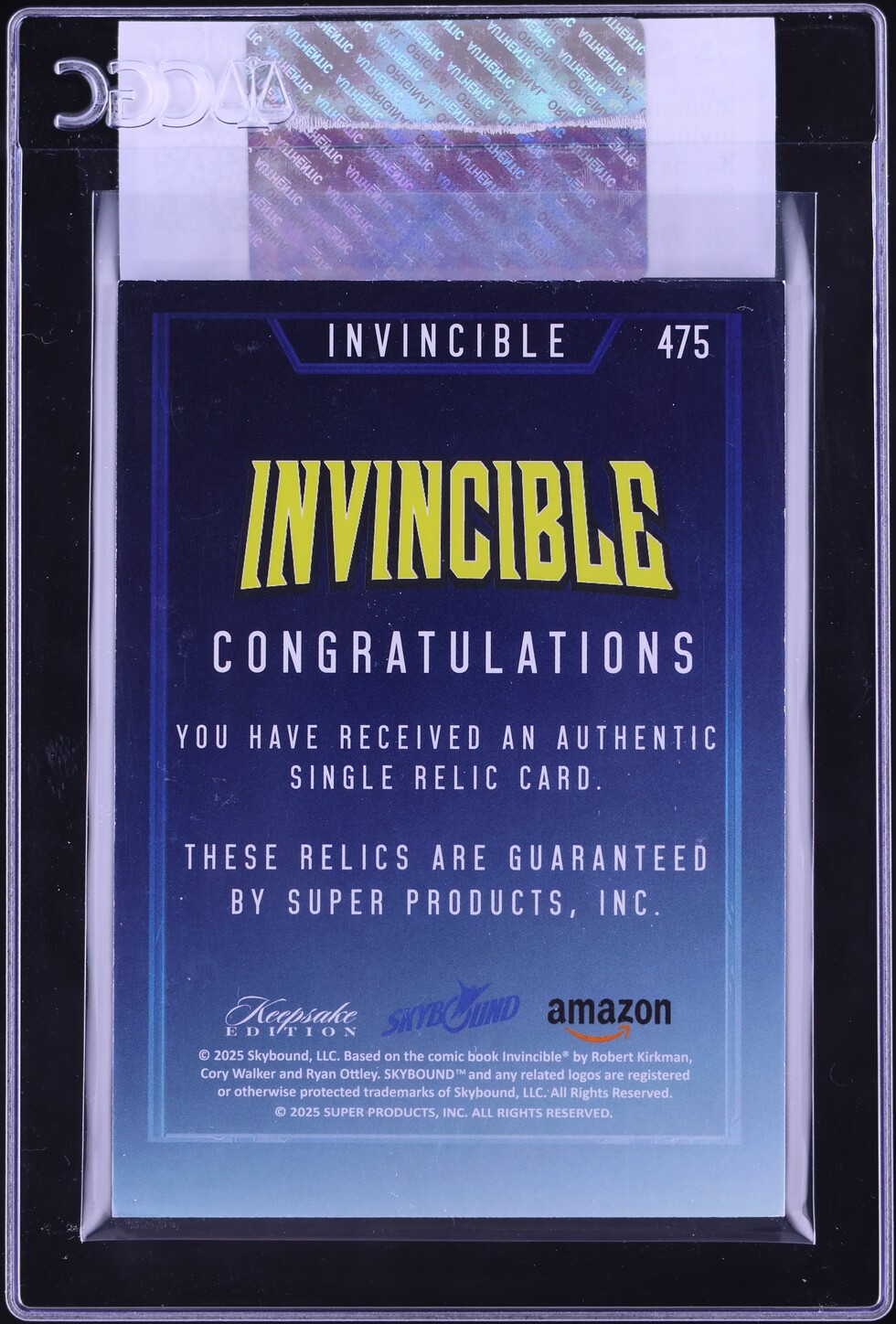 2025 Keepsake Edition Season 1 Alt Black Invincible RELIC #475 CGC AUTH ...