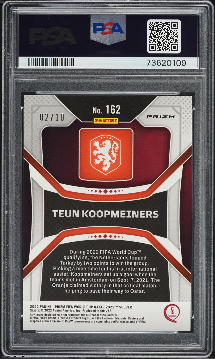 2022 Panini Prizm World Cup Qatar Gold Teun Koopmeiners ROOKIE /10 #162 PSA 9