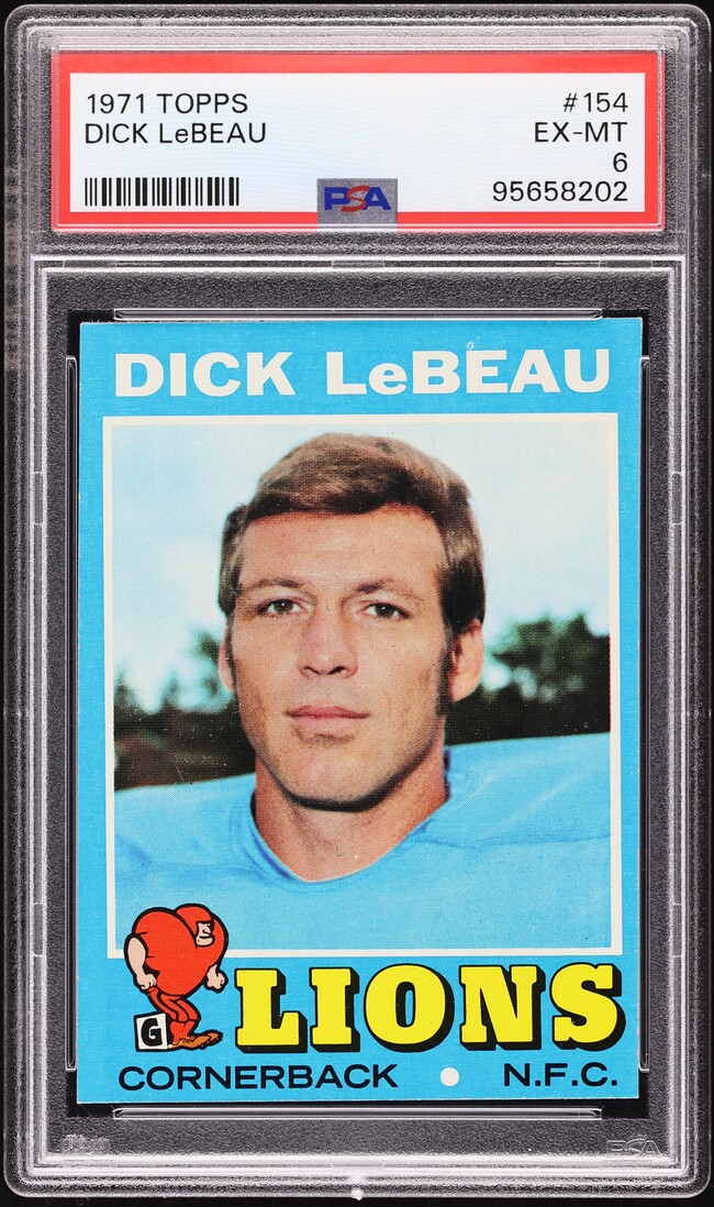 1971 Topps Football Dick Lebeau #154 PSA 6 EXMT