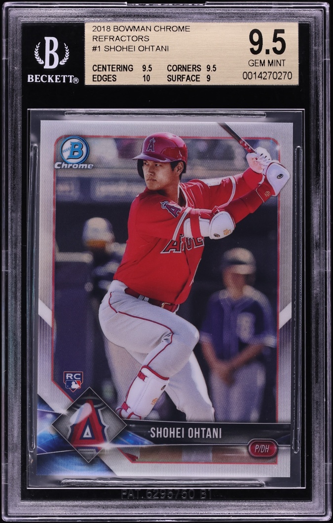 2018 Bowman Chrome Refractor Shohei Ohtani ROOKIE /499 #1 BGS 9.5 GEM MINT