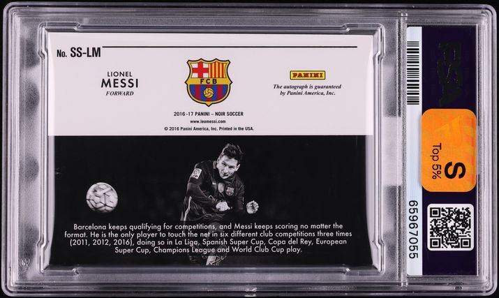 2016 Panini Noir Spotlight Lionel Messi AUTO DNA 10 /25 #SS-LM MBA PSA 8 NM-MT