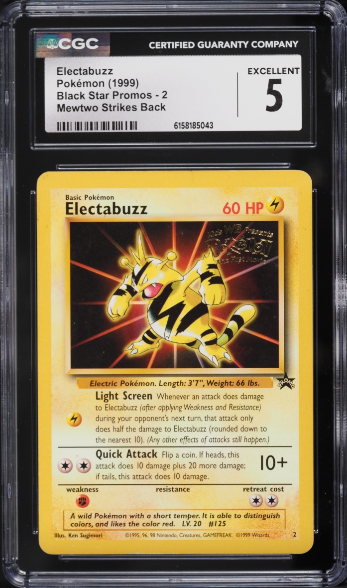 1999 Pokemon Black Star Promo Mewtwo Strikes Back Electabuzz #2 CGC 5 EX