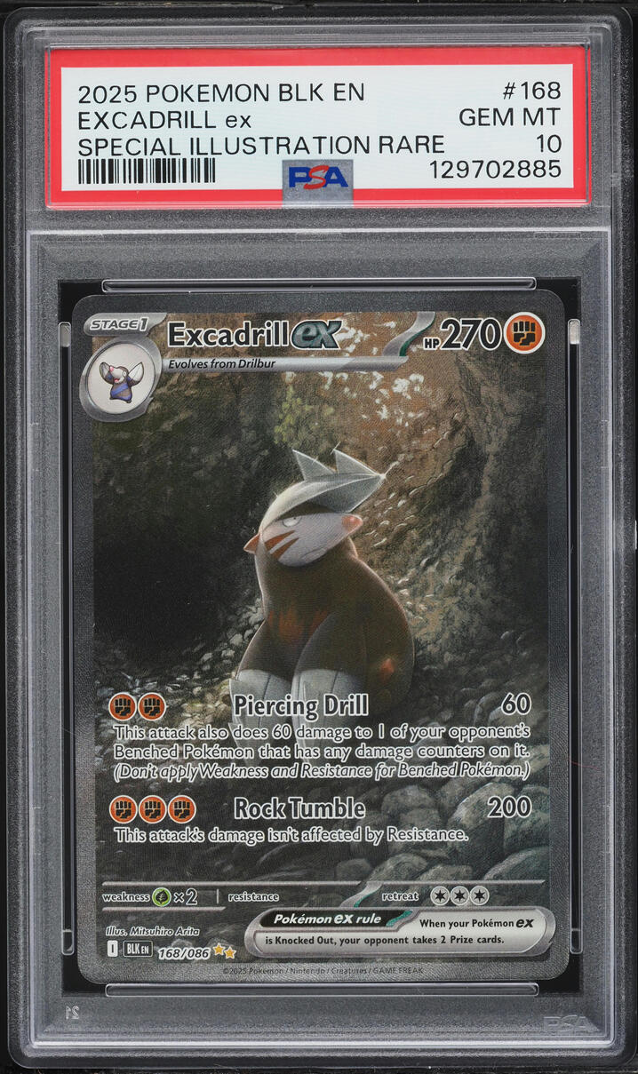 2025 Pokemon Scarlet & Violet Black Bolt SIR Excadrill ex #168 PSA 10 GEM MINT