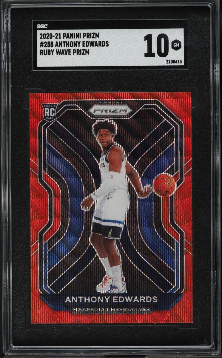 2020 Panini Prizm Ruby Wave Anthony Edwards #258 SGC 10 GEM MINT