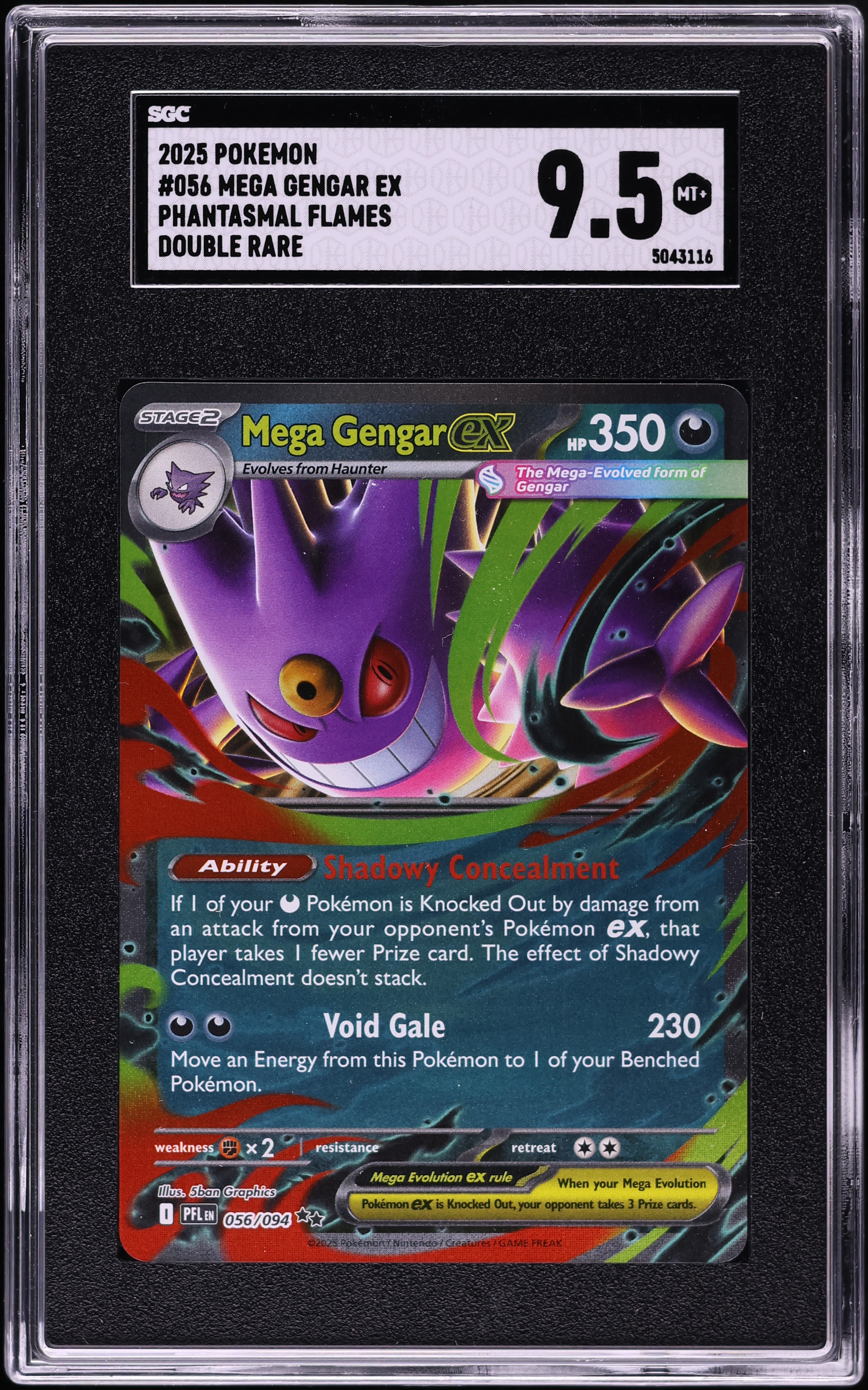 2025 Pokemon Phantasmal Flames Double Rare Mega Gengar Ex #056 SGC 9.5 MINT+