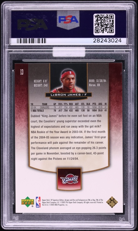 2004 SP Signature 25 LeBron James /25 #13 MBA PSA 9 MINT - Photo 2