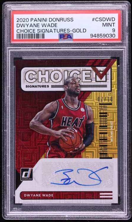 2020 Donruss Choice Signatures Gold Dwyane Wade AUTO /10 #CS-DWD PSA 9 MINT