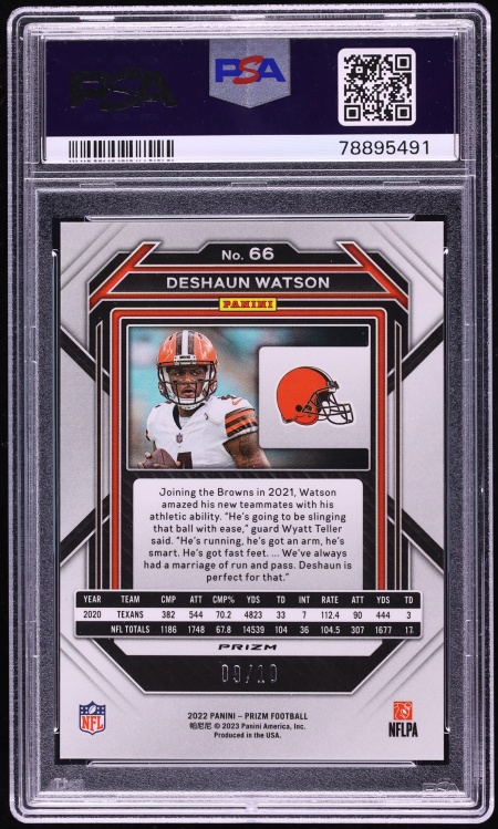 2022 Panini Prizm Gold Shimmer Deshaun Watson /10 #66 PSA 10 GEM MINT - Photo 2