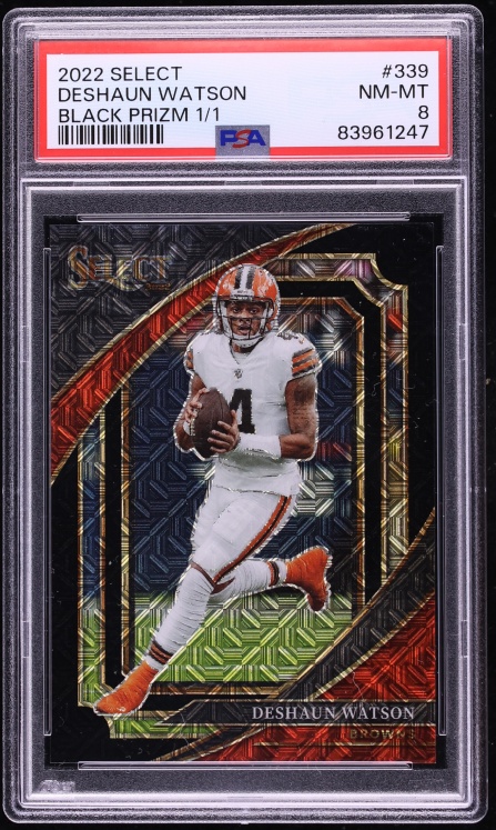2022 Select Suite Level Black Prizm Deshaun Watson 1/1 #339 PSA 8 NM-MT