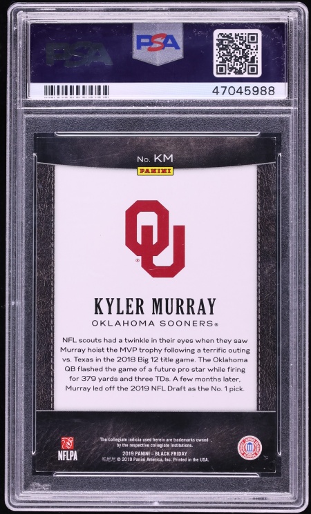 2019 Panini Black Friday Collection Escher Squares Kyler Murray ROOKIE /10 #KM PSA 9 MINT - Photo 2
