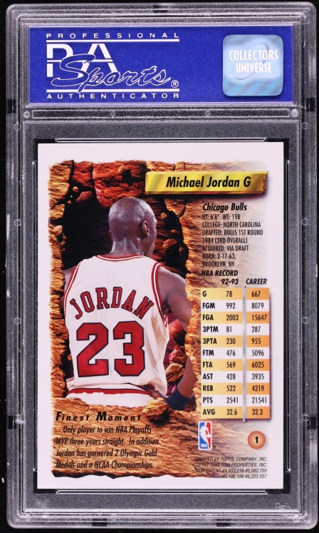 1993 Finest Basketball Michael Jordan #1 PSA 9 MINT - Photo 2