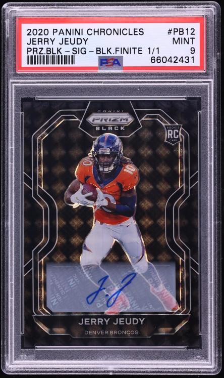 2020 Panini Chronicles Prizm Black Finite Jerry Jeudy ROOKIE AUTO 1/1 #PB-12 PSA 9 MINT