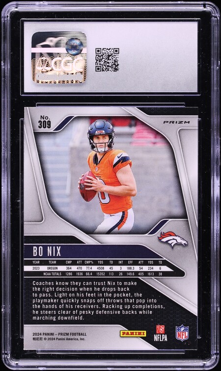 2024 Panini Prizm Disco Bo Nix ROOKIE #309 CGC 10 GEM MINT
