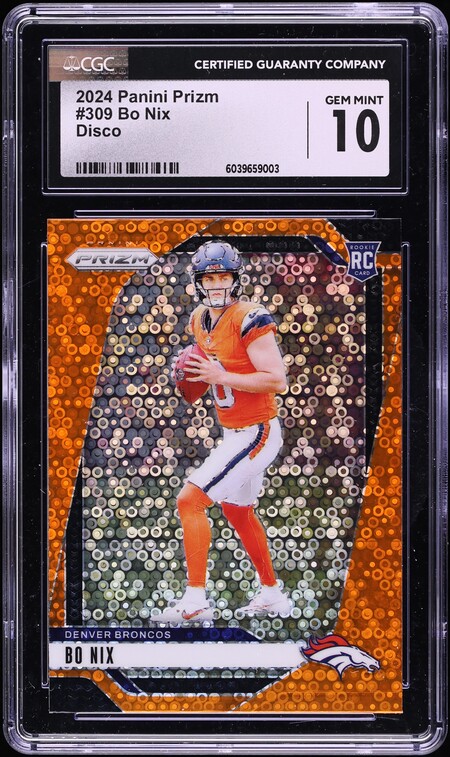 2024 Panini Prizm Disco Bo Nix ROOKIE #309 CGC 10 GEM MINT