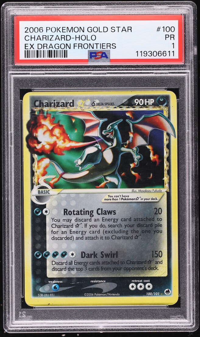 2003 Pokemon EX Dragon Frontiers Holo Charizard Gold Star #100 PSA 1 PR