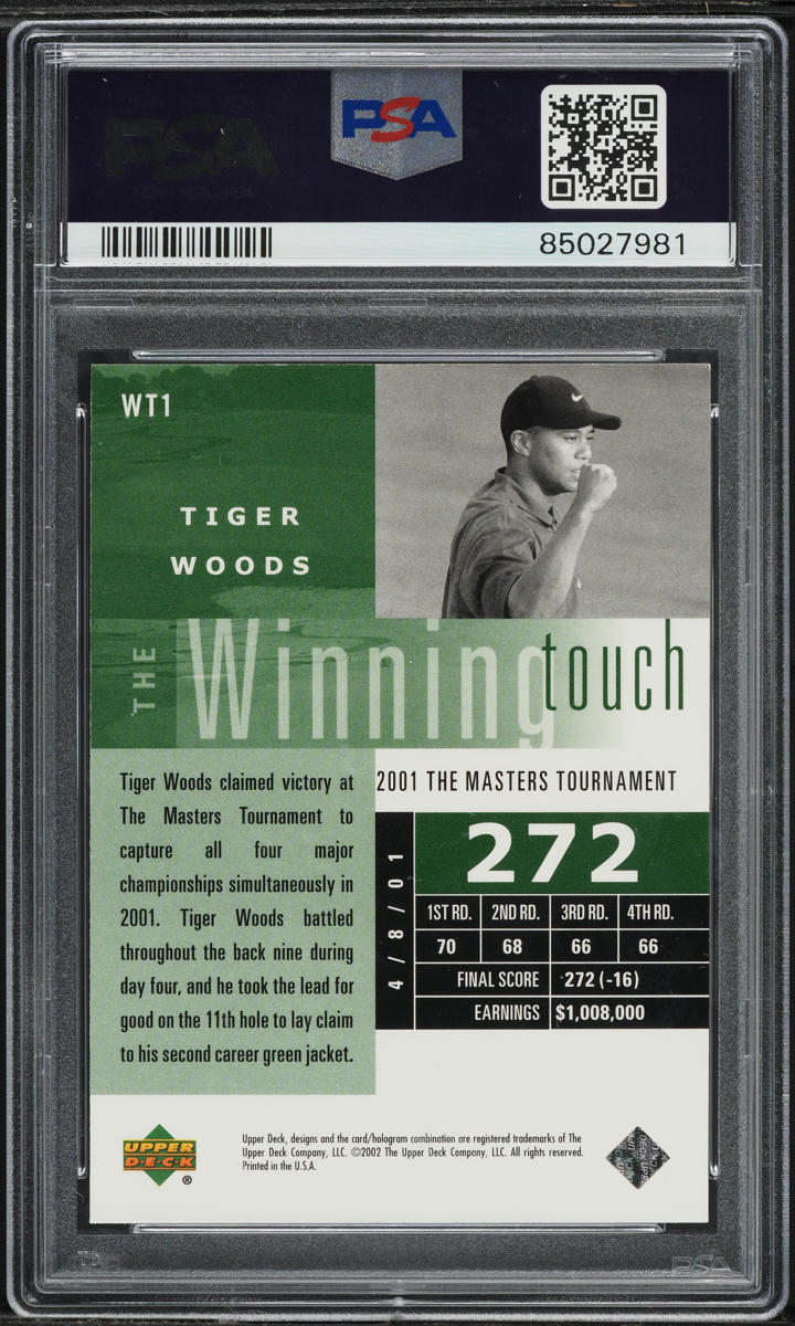 2002 Upper Deck Golf The Winning Touch Tiger Woods #WT1 PSA 10 GEM MINT