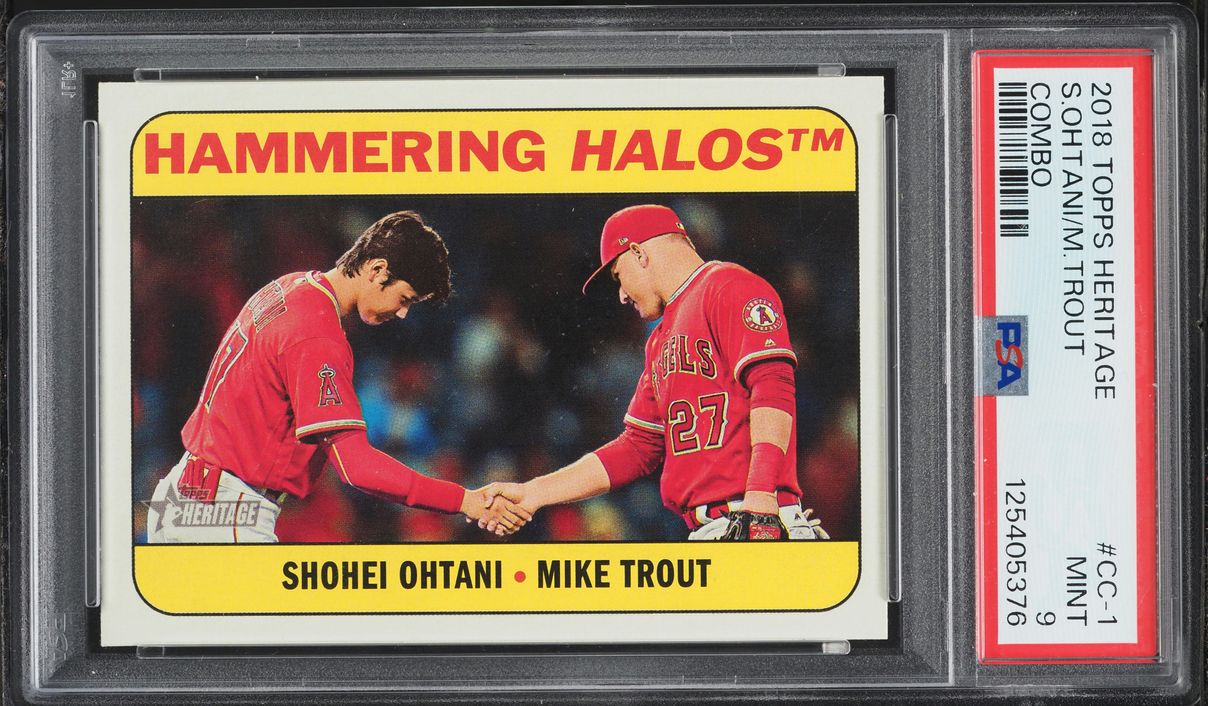 2018 Topps Heritage Combo Mike Trout & Shohei Ohtani ROOKIE #CC-1 PSA 9 MINT