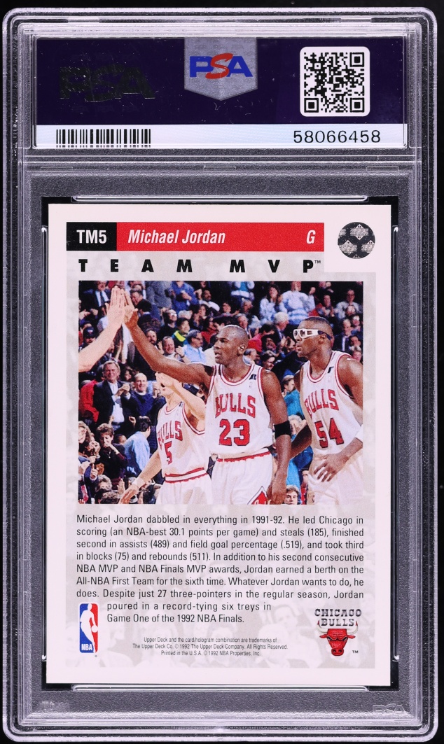 1992 Upper Deck Team MVP's Michael Jordan #TM5 PSA 10 GEM MINT