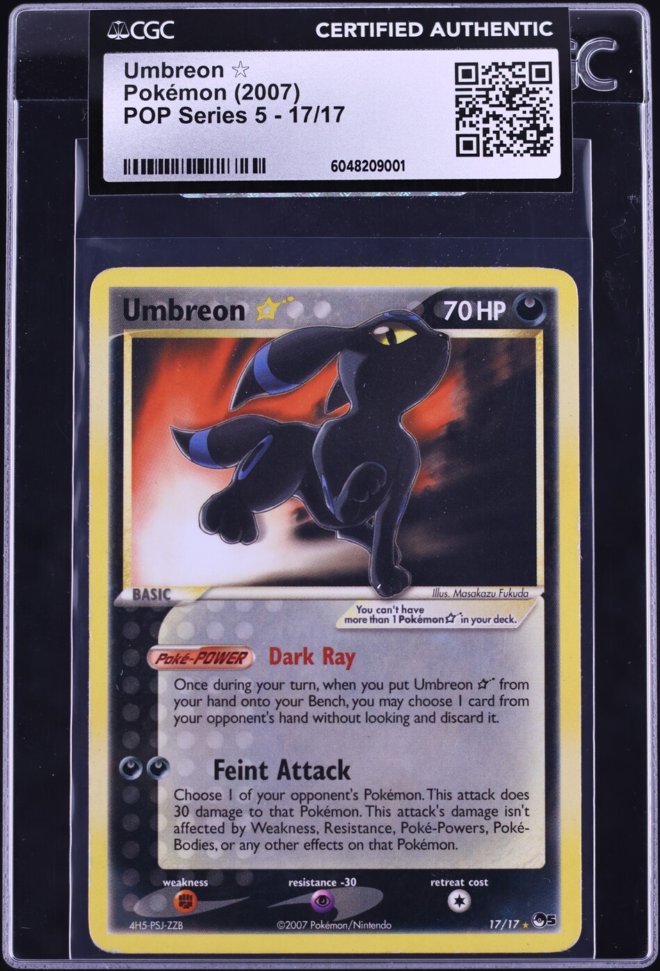 2007 Pokemon Pop Series 5 Umbreon Gold Star #17 CGC AUTH