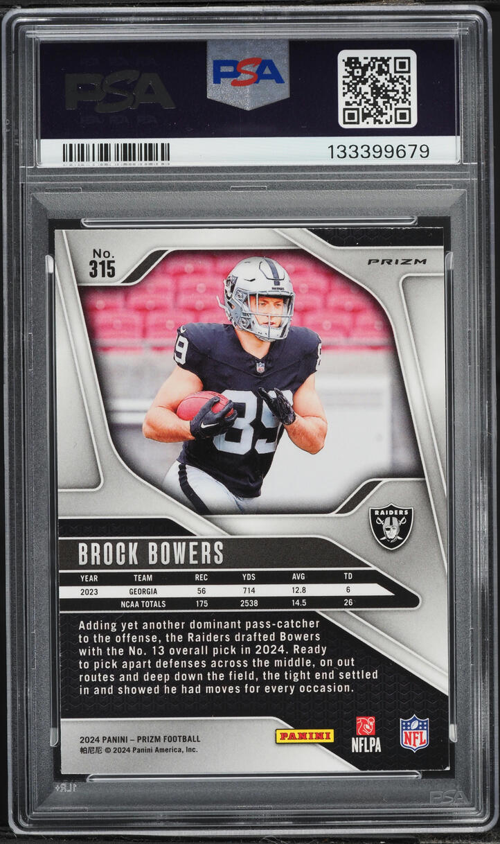 2024 Panini Prizm Silver Brock Bowers ROOKIE #315 PSA 8 NM-MT