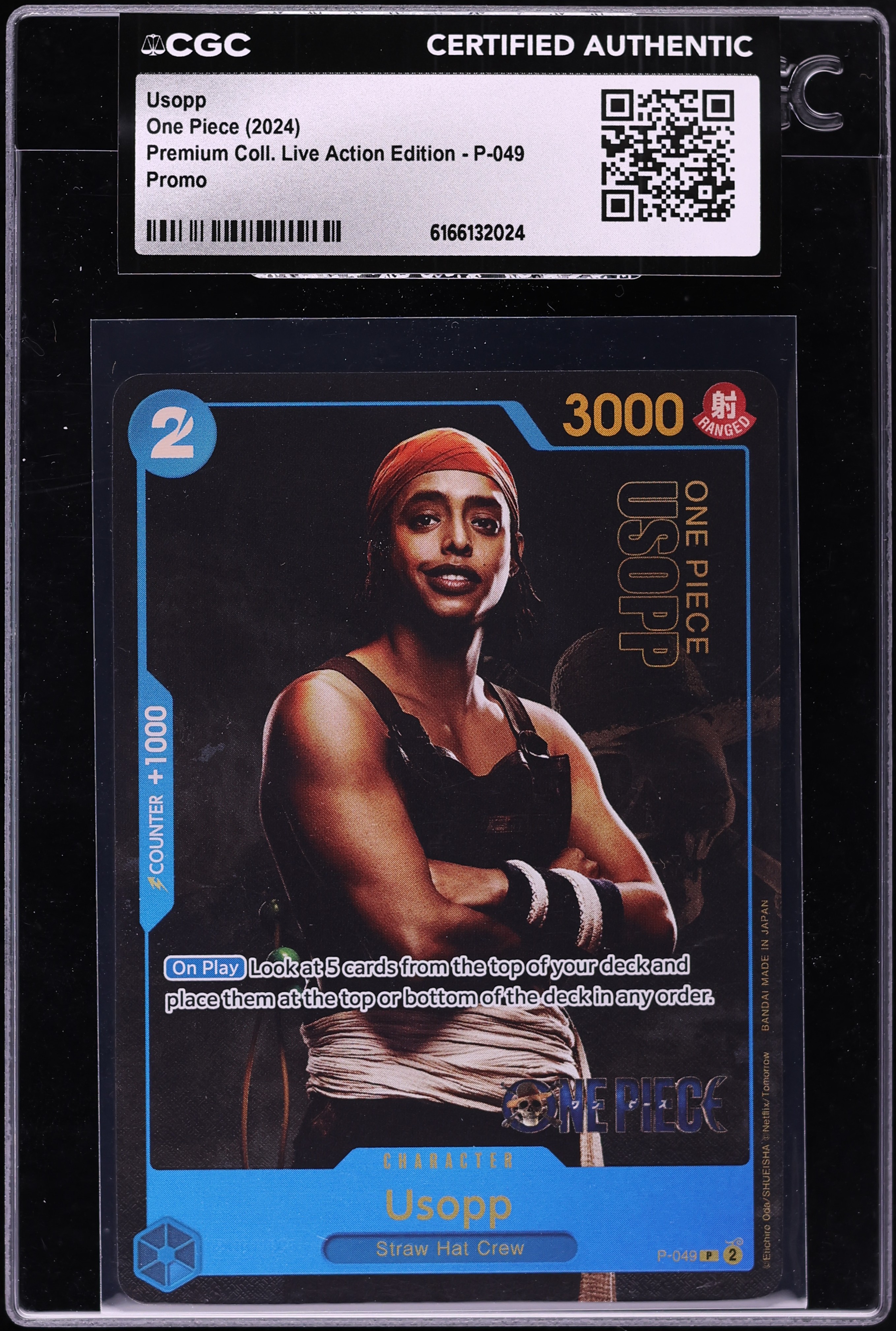 2024 One Piece Promo Premium Collection Live Action Edition Usopp #P-049 CGC AUTH