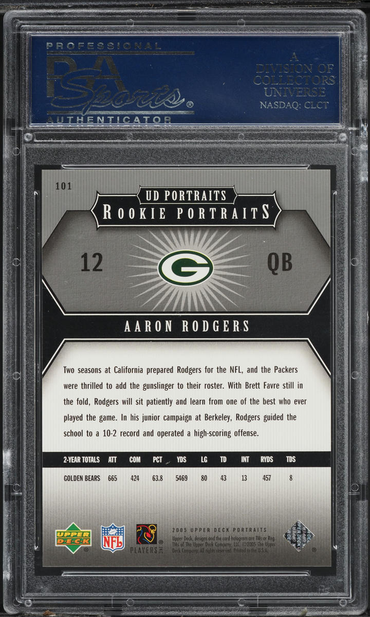 2005 Upper Deck Portraits Aaron Rodgers ROOKIE /425 #101 PSA 10 GEM MINT