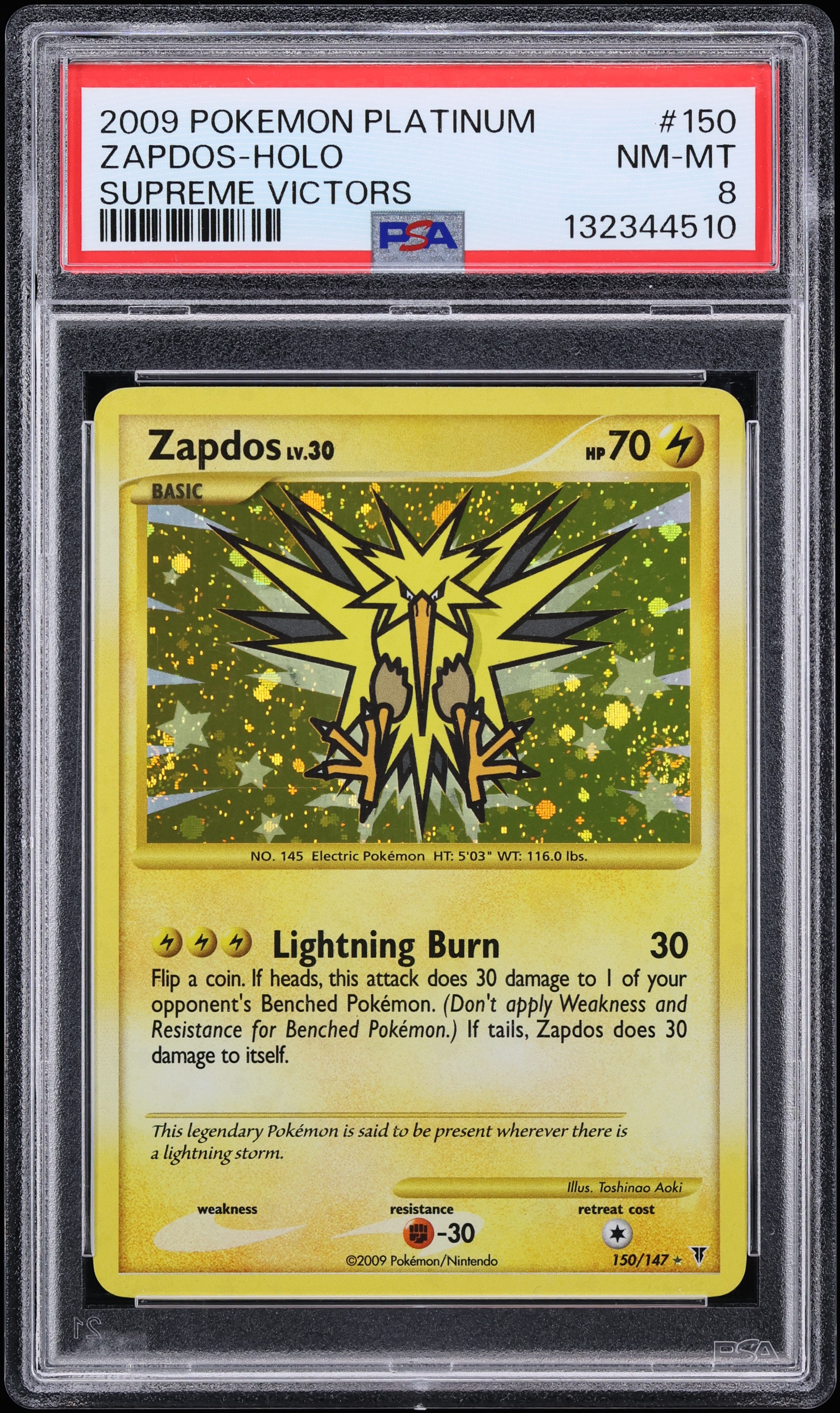 2009 Pokemon Platinum Supreme Victors Holo Zapdos #150 PSA 8 NM-MT