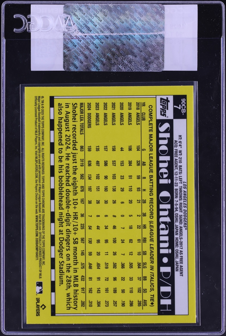 2025 Topps Chrome '90 Shohei Ohtani #90CB-7 CGC AUTH