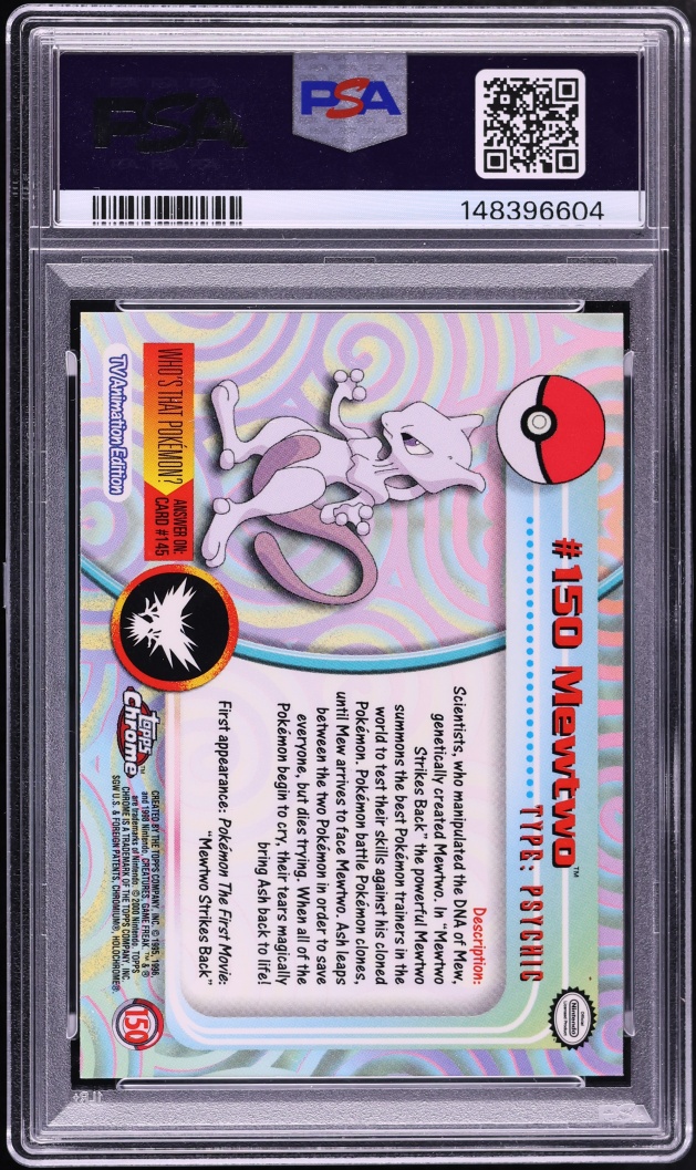 2000 Topps Chrome Pokemon Mewtwo #150 PSA 7 NRMT