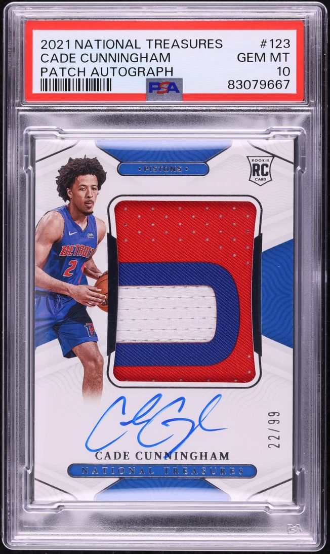 2021 National Treasures Cade Cunningham ROOKIE PATCH AUTO /99 #123 PSA 10 GEM